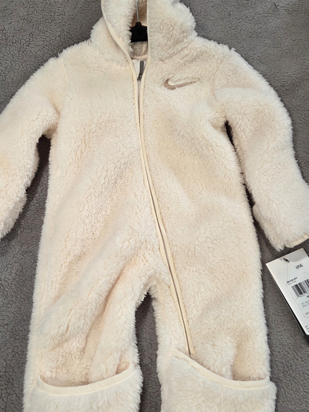 NWT Nike Cream Plush Sherpa Baby One-Piece Romper